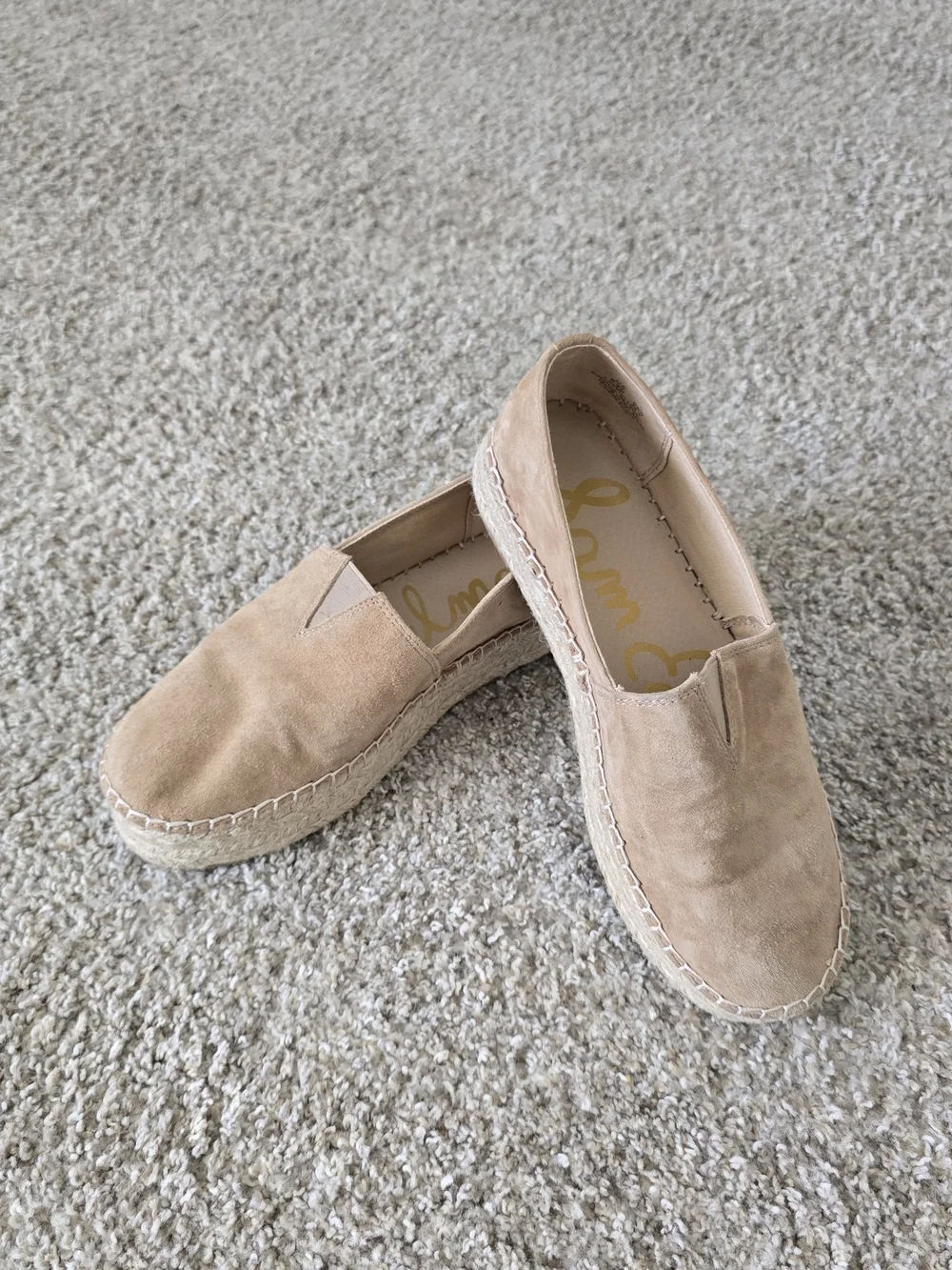 Sam Edelman Women's Beige Suede Espadrille Slip-On Flat Round Toe US 8.5